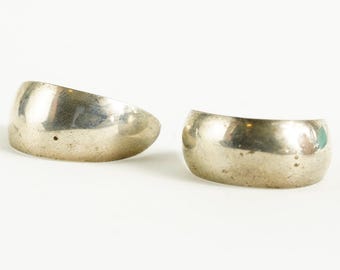 Vintage Silver Half Hoop Scoop Modernist Minimalist Earrings