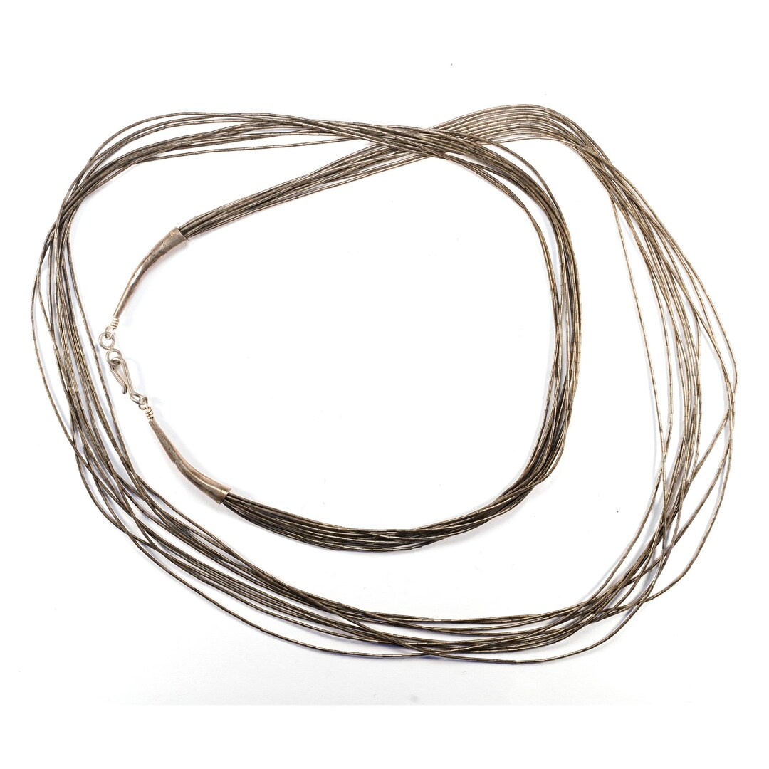 Native American Liquid Silver 10 Strand Layered Necklace Vintage ...
