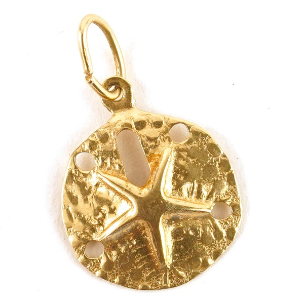 Vintage 14k Yellow Gold Sand Dollar Beach Shell Pendant