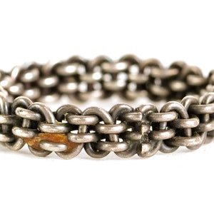 Vintage Handmade Chain Link Sterling Twisted Metal Cable Arts And Crafts Ring