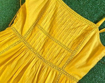 Point Sur J. Crew Dress Womens Size 00 Yellow Midi Sleeveless Tie Shoulder Cotton Point Sur J. Crew Dress Womens Size 00 Yellow Midi Sleeveless Tie Shoulder Cotton