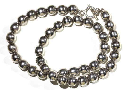 Vintage Large Silver Pearl Sterling Huge Beads Ne… - image 1