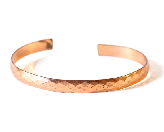 Vintage Solid Copper Handmade Geometric Fascited … - image 1