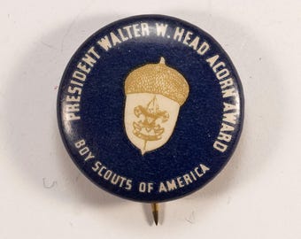 1930s BOY SCOUT President Walter W. Head Acorn Award Pinback Button Pin BSA Award Badge