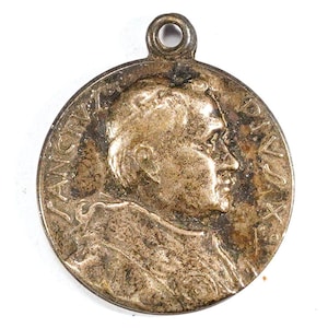 Antique POPE PIUS X & Virgin Mary Medal Pendant St Pius Religious Charm Medal