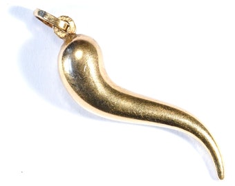 Vintage 10k Devil Horn Italian Yellow Gold Good Luck Charm Pendant