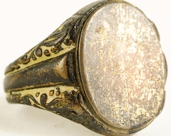 Antique Mens Smooth Silver Signet No Monogram Name ID Ring
