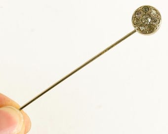 Antique Frame Rhinestone Whimsical Swirl Art Nouveau Stick Pin