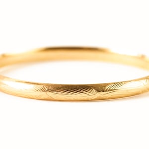Vintage 14k Gold HOB Botanical Leaf Brushed Gold Bangle Bracelet