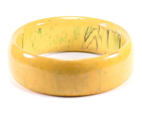 Bracelet Large Vintage En Bakélite Fauve Marbrée - Manchette Années 70, Bon état D'usage
