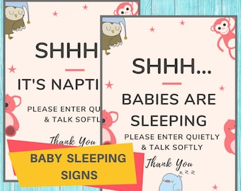 Babies Sleeping Sign- Daycare Printable Be Quiet Naptime Poster / Perfect for Preschools, In Home Child Care, & Nannies