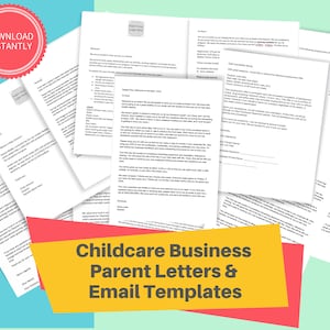 DAYCARE PARENT LETTERS/ Childcare Business Professionally Written Email and Letter Templates for Parents and Staff | Preschools & Daycares