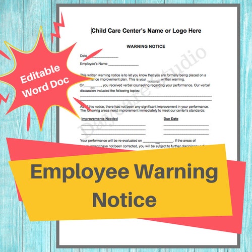 warning notice form employee write up form perfect for etsy