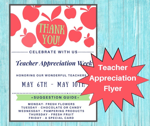 Teacher Appreciation Week Flyer: Printable Thank You Sign (Digital Download)