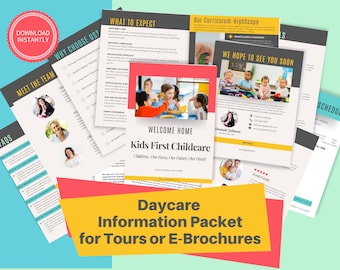 DAYCARE INFO PACKET | Childcare Center Information Packet for Tours and E-Brochures | Preschools, Home Daycares, & Child Care Businesses