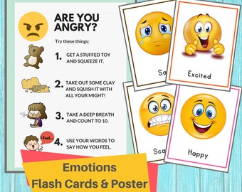 Emotions Flash Cards /Feelings Printable Flashcards / Toddler & Preschool Educational Materials / Perfect for Homeschool and Daycares