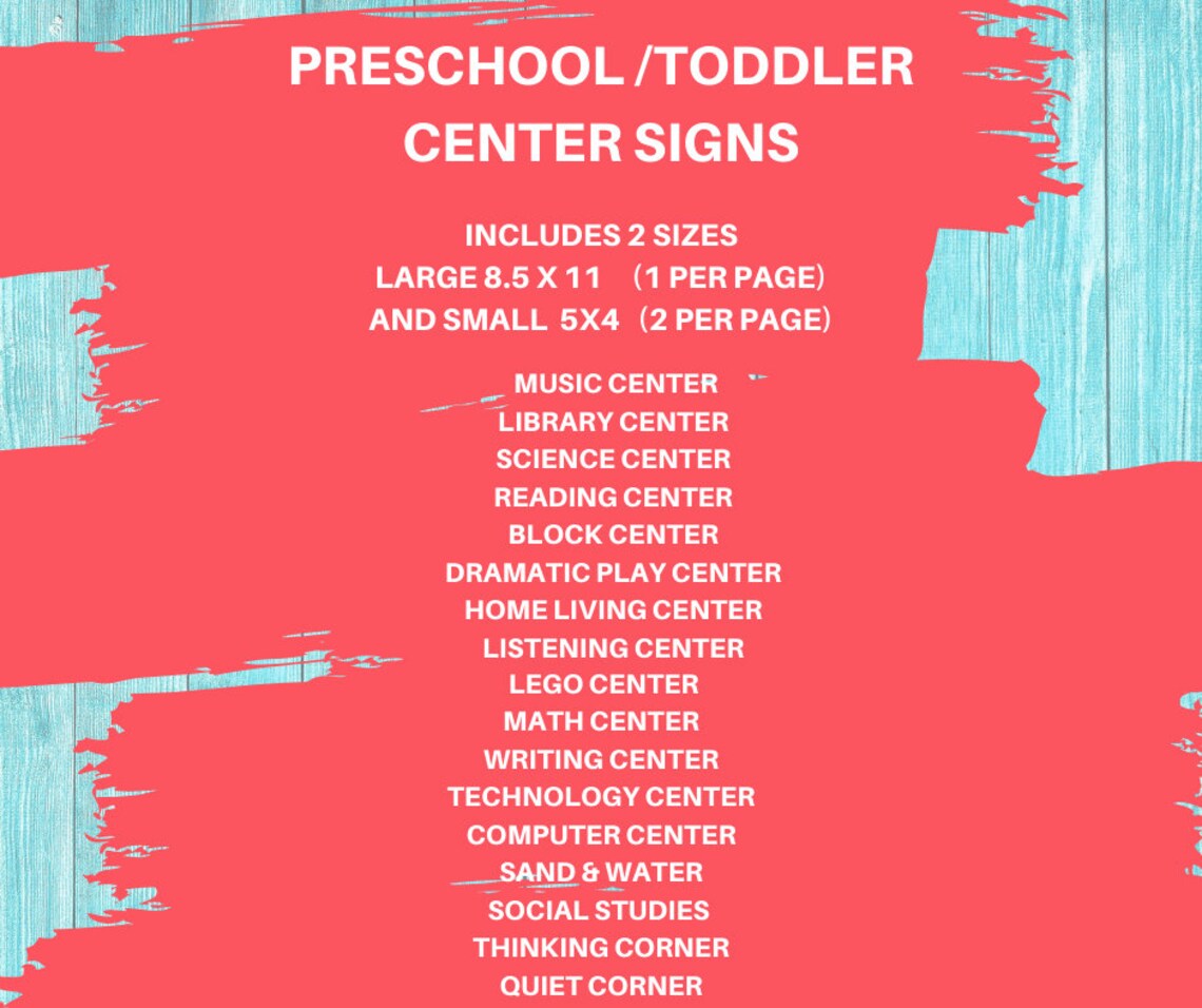 DAYCARE CENTER Signs/childcare Printable Signs for Preschool Etsy