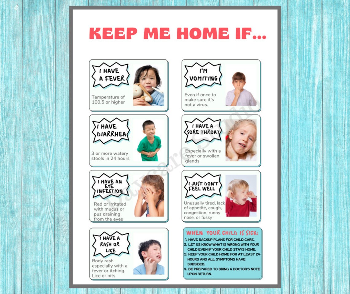 Child Sickness Flyer Daycare Printable Illness Sign/preschool - Etsy