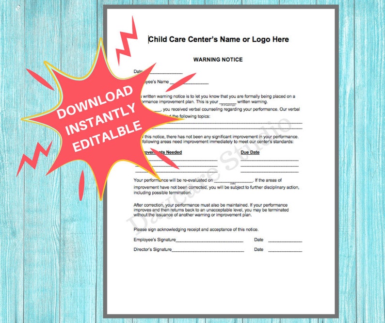 warning notice form employee write up form perfect for etsy