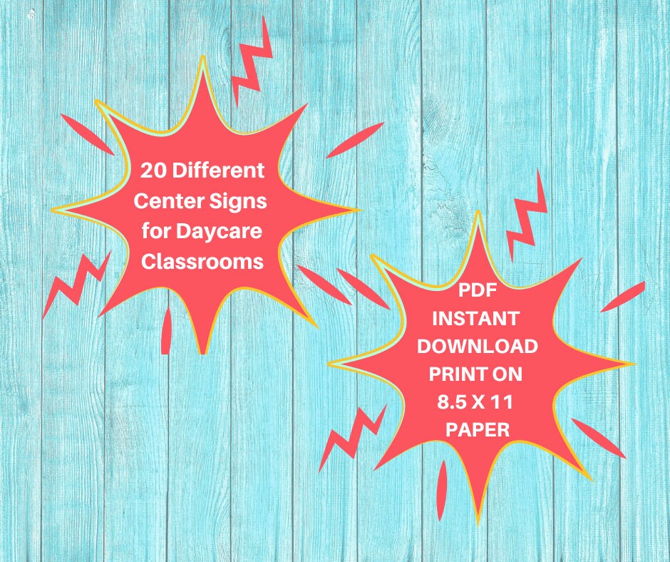 DAYCARE CENTER Signs/childcare Printable Signs for Preschool - Etsy