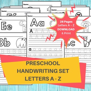 幼稚園の手書きワークシート/アルファベットの書き取り練習/ABC 文字のトレース/親、ホームスクール、保育園に最適