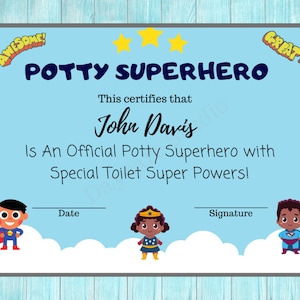 Potty Training Diploma / Toddler Potty Certificate For Boys & Girls / Child Care Center Printable Forms / Perfect for Home or Daycare image 3