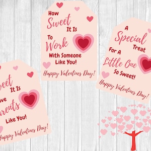 VALENTINE GIFT TAGS / Printable Valentine&#39;s Day Gift Tags for Parents, Teachers, and Kids / Perfect for Preschools & Daycares