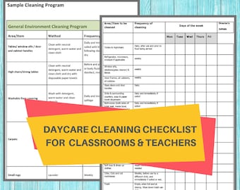Daycare Cleaning Checklist / Keep A Nice & Tidy Child Care Center/ Ensure Your Classrooms Stay Sanitized and Germ Free!