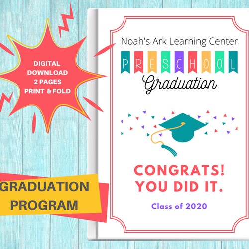 EDITABLE Graduation Program Template Prek Graduation Etsy