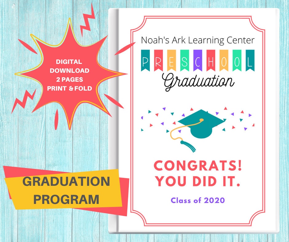 Preschool Graduation Program  / Pre-k Ceremony Program Template / Child Care Center Printable Forms / Perfect for Home or Daycare