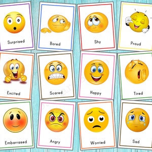 Emotions Flash Cards /feelings Printable Flashcards / Toddler ...