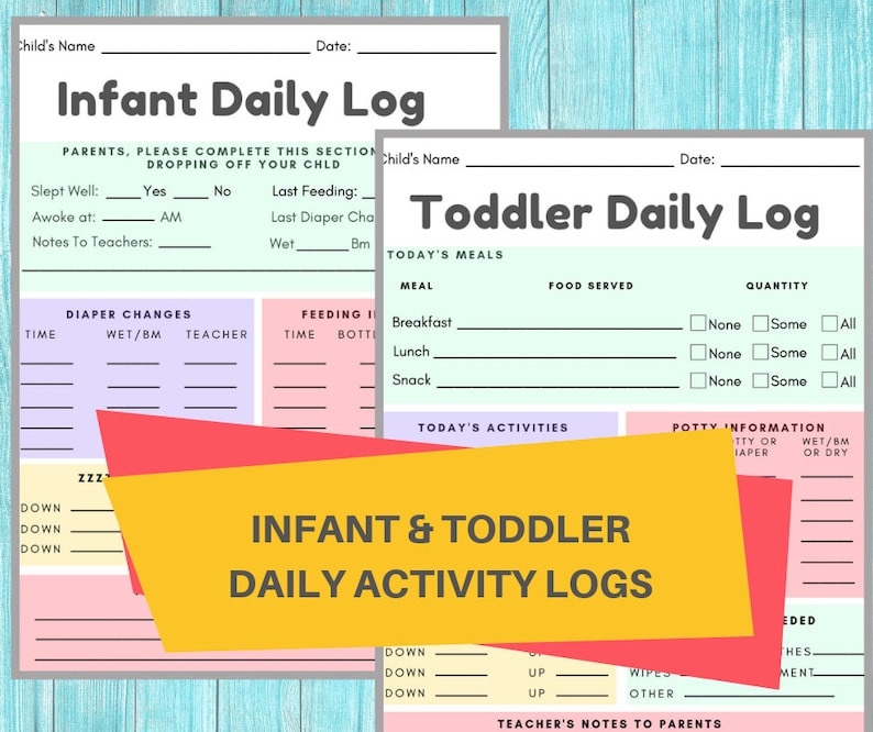 image relating to Baby Daily Log Printable titled Baby Each day LOG- Daycare Printable Kid Log / Newborn Child Every day Timetable Write-up / Day-to-day Newborn Sheet for Dad or mum Conversation