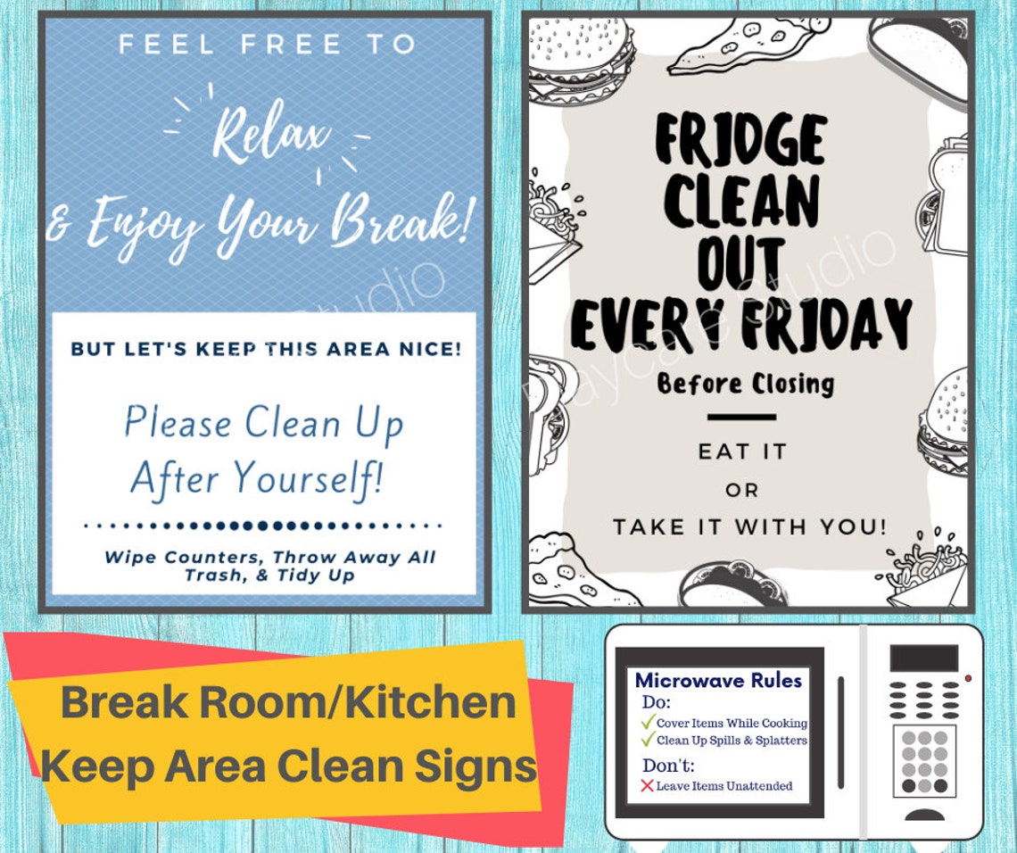 Keep Area Clean Signs 3 Printable Signs for Fridge Etsy