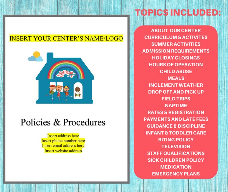 Daycare Parent Handbook / Childcare Center Printable Policies and Procedures / Daycare Forms Perfect for Preschools & In Home Daycares image 2