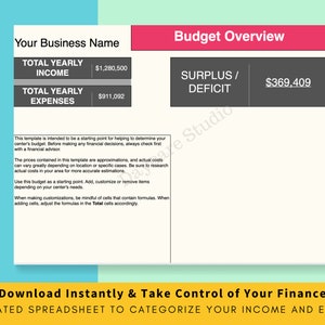 DAYCARE BUDGET SPREADSHEET| Childcare Center Excel and Numbers ...