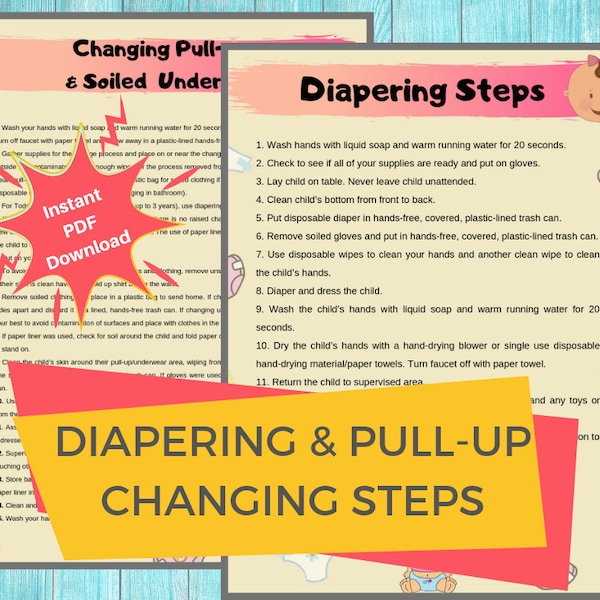 Diaper Changing Procedure Poster Etsy