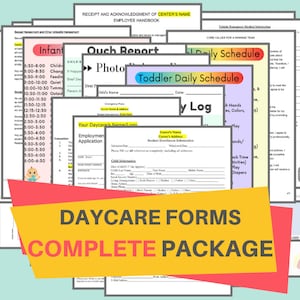 Daycare Forms Complete Package / Start Your Own Childcare Center / Printable Daycare Forms / Perfect for Preschool, & In Home Daycare