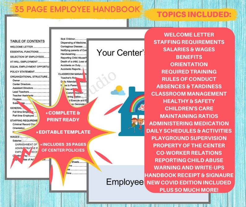 Paquete de formularios para empleados de guardería: Manual del personal, solicitud (descarga digital) imagen 2