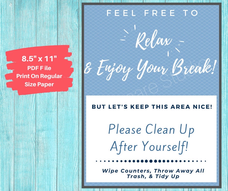 Keep Area Clean Signs 3 Printable Signs For Fridge Etsy