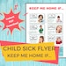 Child Sickness Flyer Daycare Printable Illness Sign/preschool | Etsy
