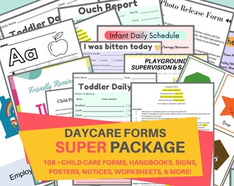 Daycare Forms SUPER Package: 108+ Printable Child Care Center Forms (Digital Download)