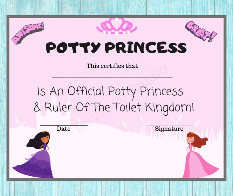 Potty Training Diploma / Toddler Potty Certificate For Boys & Girls / Child Care Center Printable Forms / Perfect for Home or Daycare image 7