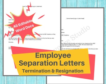 Employee Separation Letter Templates: Staff Termination & Resignation (Digital Download)