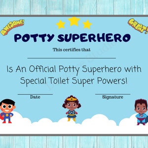 Potty Training Diploma / Toddler Potty Certificate For Boys & Girls / Child Care Center Printable Forms / Perfect for Home or Daycare image 6