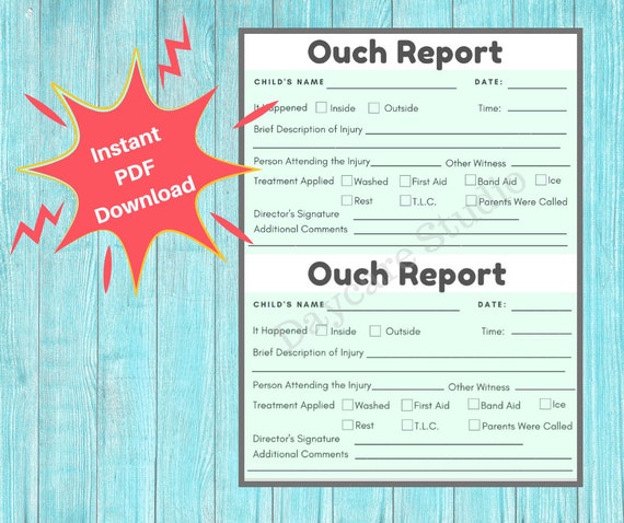 Buy OUCH REPORT Daycare Printable Child Incident Report Online in India -  Etsy