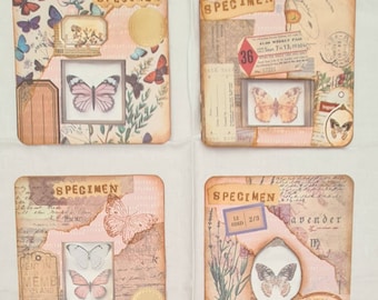 Set of 4 handmade vintage specimen cards journalling scrapbook ephemera