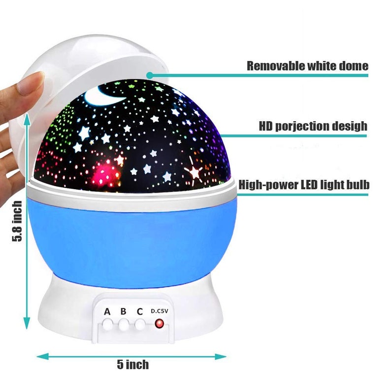 4 LED Bulbs 9 Light Color Changing With USB Cable Baby Night Light Moon Star Projector 360 Degree Rotation Unique...\u00a0