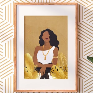 ETHIOPIAN ART | Modern Habesha Wall Decor, African Woman Art Print, Women of Color Illustration, Feminist Art