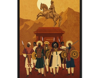 Battle of Adwa Ethiopian Art, Framed canvas 24"x36"