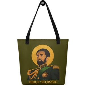 Ethiopian Inspired Tote Bag: Emperor Haile Selassie, lion of Judah, Inspirational Leader Portrait